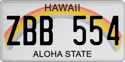 HI license plate ZBB554