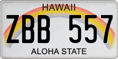 HI license plate ZBB557