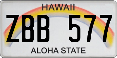 HI license plate ZBB577