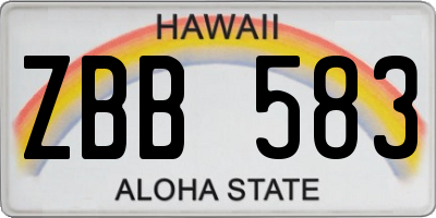 HI license plate ZBB583