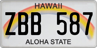 HI license plate ZBB587