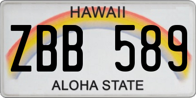HI license plate ZBB589