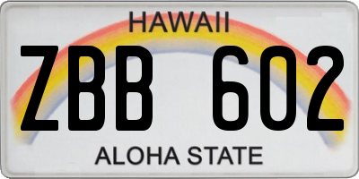 HI license plate ZBB602