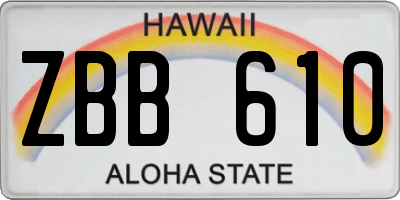 HI license plate ZBB610