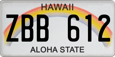 HI license plate ZBB612