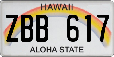HI license plate ZBB617