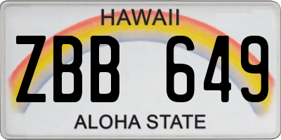 HI license plate ZBB649