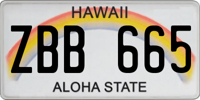 HI license plate ZBB665