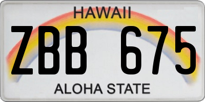 HI license plate ZBB675