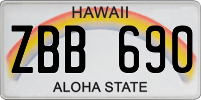 HI license plate ZBB690