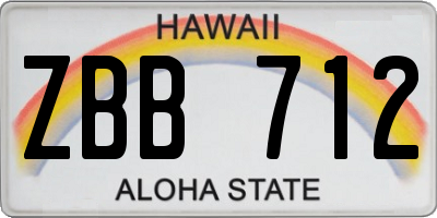 HI license plate ZBB712