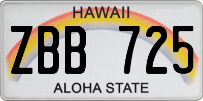 HI license plate ZBB725
