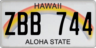 HI license plate ZBB744