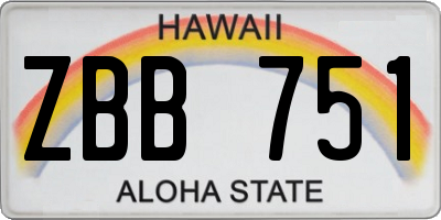 HI license plate ZBB751