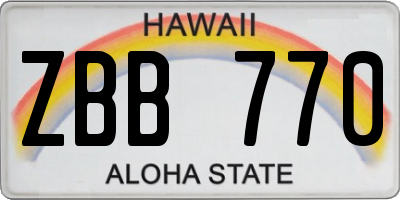 HI license plate ZBB770