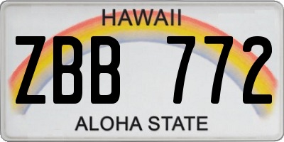 HI license plate ZBB772
