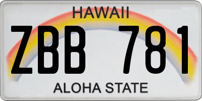 HI license plate ZBB781