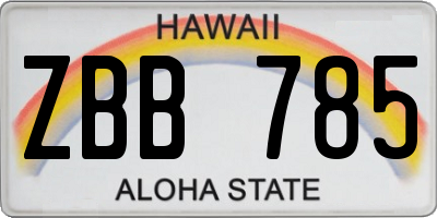 HI license plate ZBB785