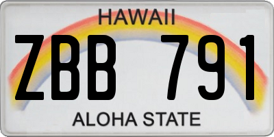 HI license plate ZBB791