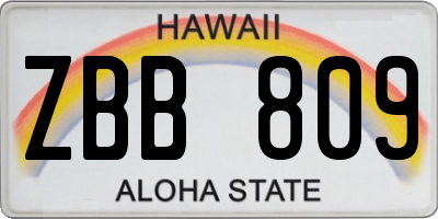 HI license plate ZBB809