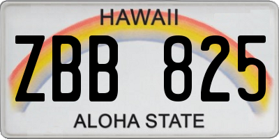 HI license plate ZBB825