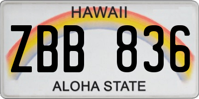 HI license plate ZBB836