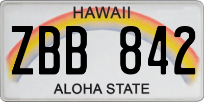 HI license plate ZBB842