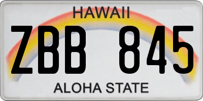 HI license plate ZBB845