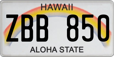 HI license plate ZBB850