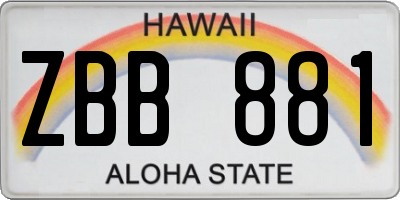 HI license plate ZBB881