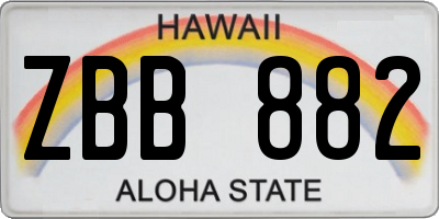 HI license plate ZBB882