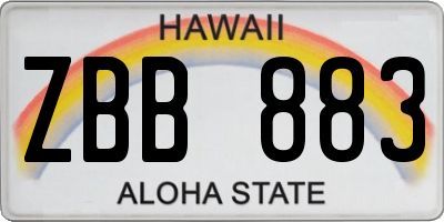 HI license plate ZBB883