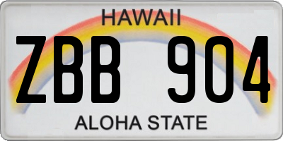 HI license plate ZBB904
