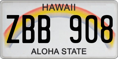 HI license plate ZBB908