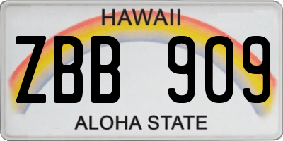 HI license plate ZBB909