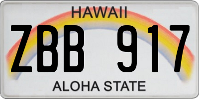 HI license plate ZBB917