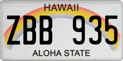HI license plate ZBB935