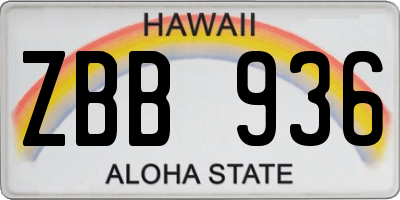 HI license plate ZBB936