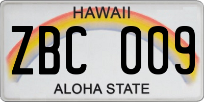 HI license plate ZBC009