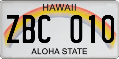 HI license plate ZBC010