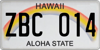 HI license plate ZBC014