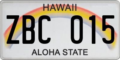 HI license plate ZBC015