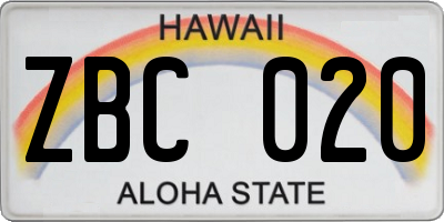 HI license plate ZBC020