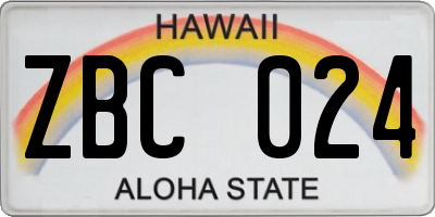 HI license plate ZBC024