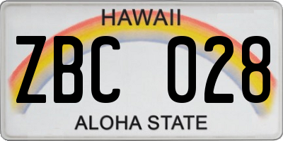 HI license plate ZBC028