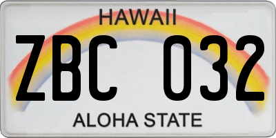 HI license plate ZBC032