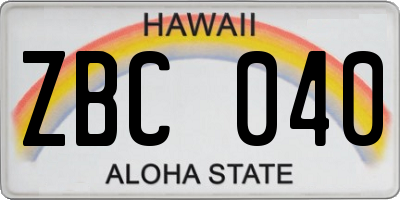 HI license plate ZBC040