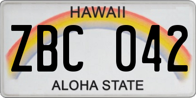 HI license plate ZBC042