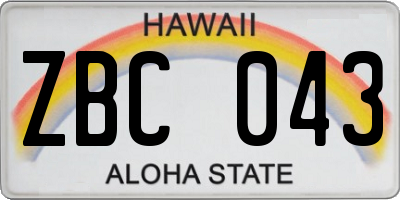 HI license plate ZBC043