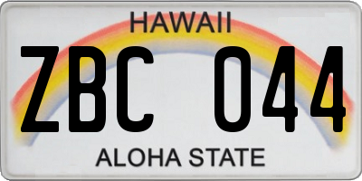 HI license plate ZBC044